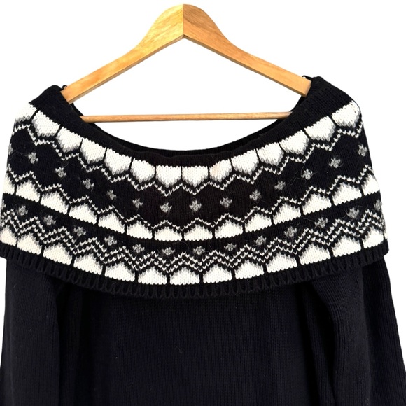 Loft Off Shoulder Fair Isle Sweater Dress Size Large NWT - Picture 3 of 10